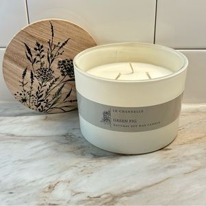 LeChandelle Candles Fig Green Scented Jar Candle 3-Wick 5320RS 15 Oz Soy Wax new